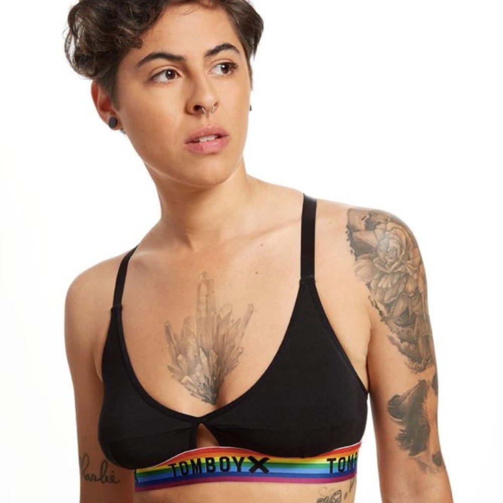 Tomboy 4X XS  bralette black rainbow stripe